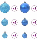 VidaXL Kerstbal Set met 150 LED 61 pcs Blauw Kunststof