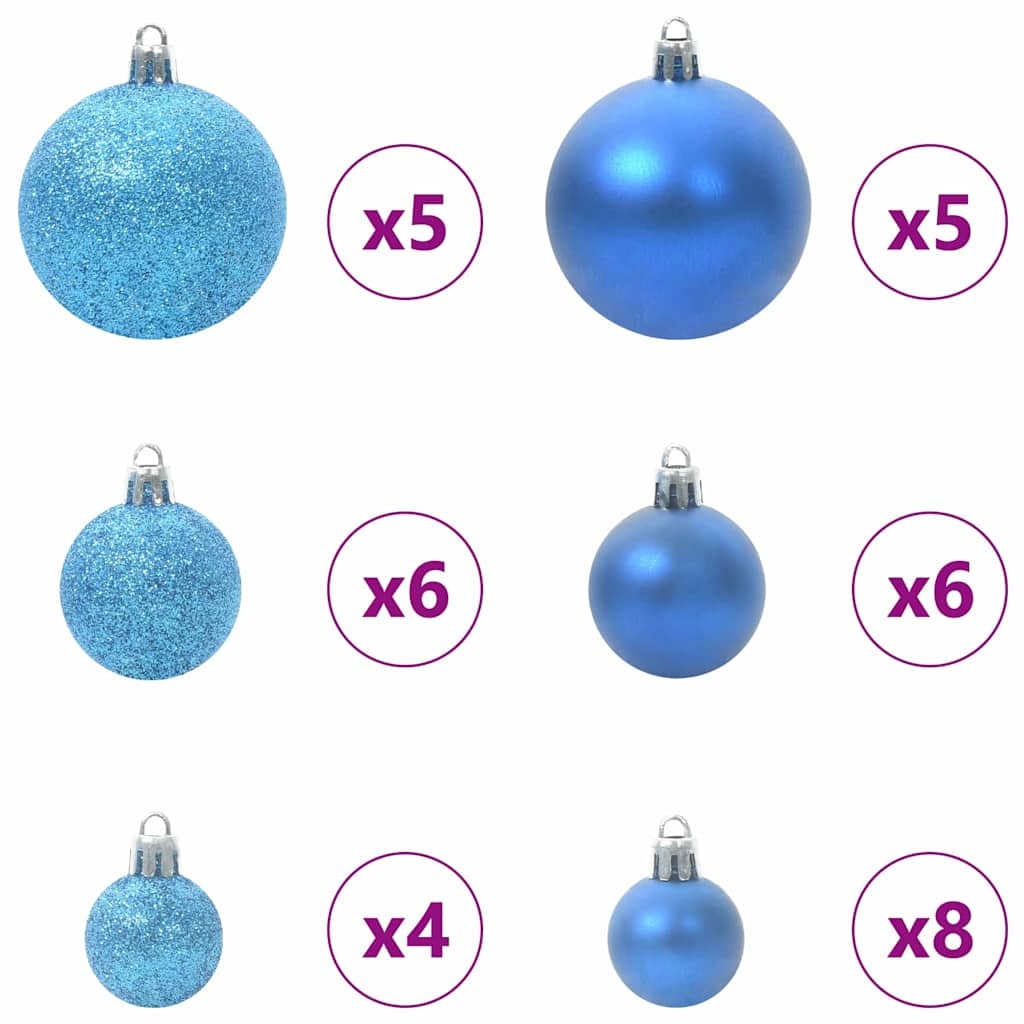VidaXL Kerstbal Set met 150 LED 61 pcs Blauw Kunststof