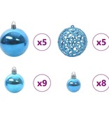 VidaXL Kerstbal Set met 150 LED 61 pcs Blauw Kunststof