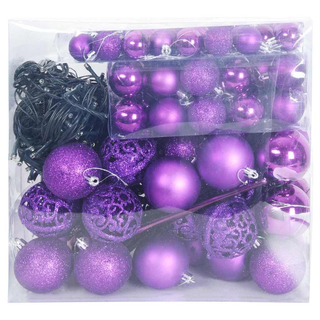 VidaXL Kerstbal Set met 300 LED 120 pcs Lila Kunststof
