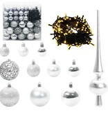 VidaXL Kerstbal Set met 300 LED 120 pcs Zilver Kunststof