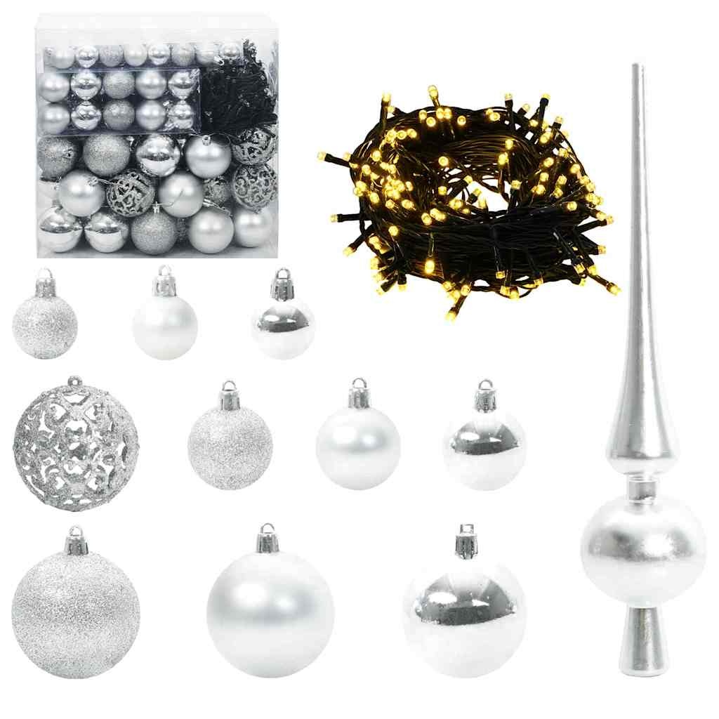 VidaXL Kerstbal Set met 300 LED 120 pcs Zilver Kunststof
