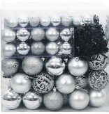 VidaXL Kerstbal Set met 300 LED 120 pcs Zilver Kunststof