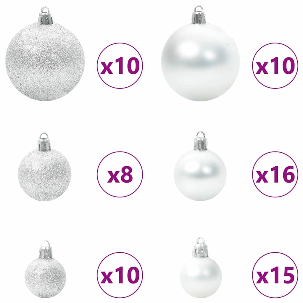 VidaXL Kerstbal Set met 300 LED 120 pcs Zilver Kunststof