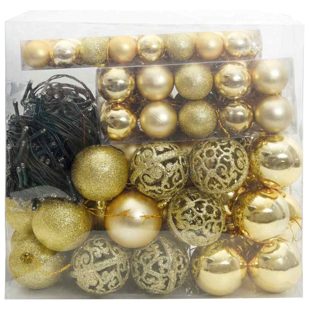 VidaXL Kerstbal Set met 300 LED 120 pcs Goud Kunststof