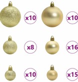 VidaXL Kerstbal Set met 300 LED 120 pcs Goud Kunststof