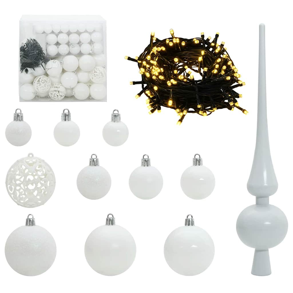 VidaXL Kerstbal Set met 300 LED 120 pcs Wit Kunststof