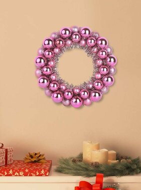 VidaXL Kerstbal Kransen 2 pcs Roze 33 x 33 x 7 cm Polystyreen