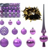 VidaXL Kerstbal Set met 150 LED 61 pcs Lila Kunststof