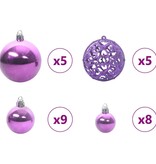 VidaXL Kerstbal Set met 150 LED 61 pcs Lila Kunststof