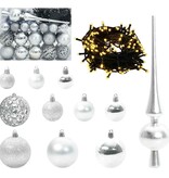 VidaXL Kerstbal Set met 150 LED 61 pcs Zilver Kunststof