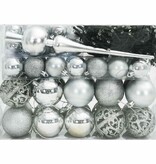 VidaXL Kerstbal Set met 150 LED 61 pcs Zilver Kunststof