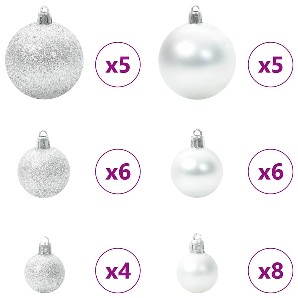 VidaXL Kerstbal Set met 150 LED 61 pcs Zilver Kunststof