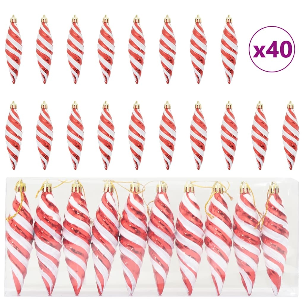 VidaXL Kerst Spiralvorm Bal 40 pcs Rood