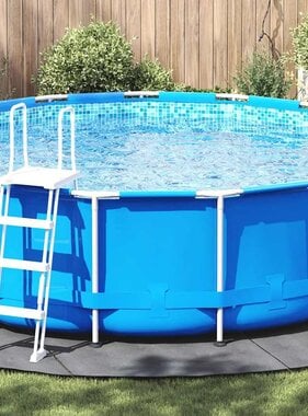 VidaXL Zwembadgrondzeil Ø458 cm polyester geotextiel lichtgrijs