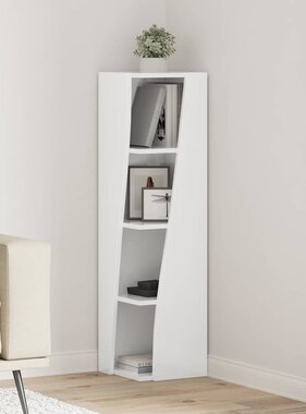 VidaXL Hoekkast Wit 27,5x27x102cm Bewerkt hout
