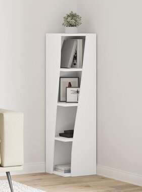 VidaXL Hoekkast Wit 27,5x27x102cm Bewerkt hout