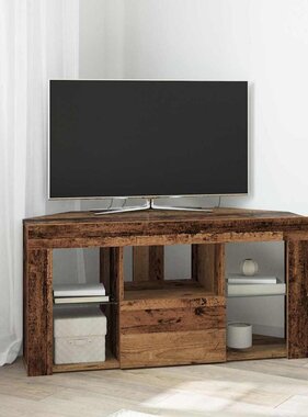 VidaXL Hoek LED TV Kast Oud Hout 107 x 40 x 50 cm Bewerkt hout