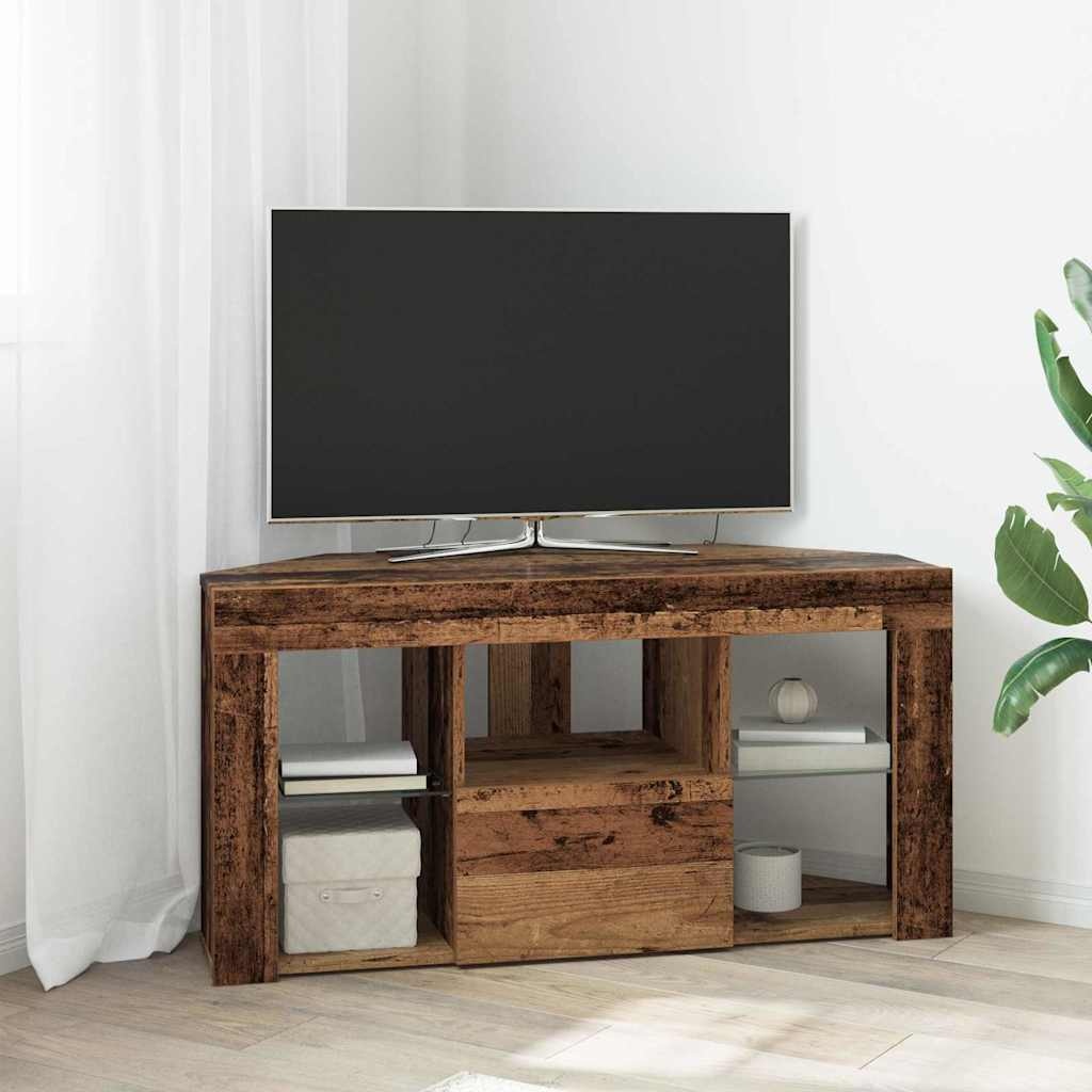 VidaXL Hoek LED TV Kast Oud Hout 107 x 40 x 50 cm Bewerkt hout