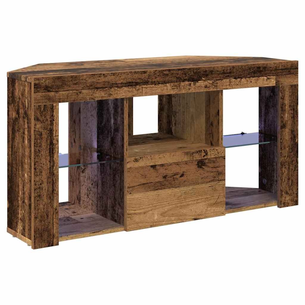 VidaXL Hoek LED TV Kast Oud Hout 107 x 40 x 50 cm Bewerkt hout