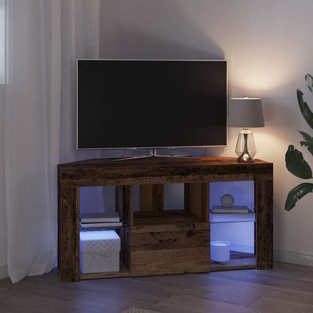 VidaXL Hoek LED TV Kast Oud Hout 107 x 40 x 50 cm Bewerkt hout