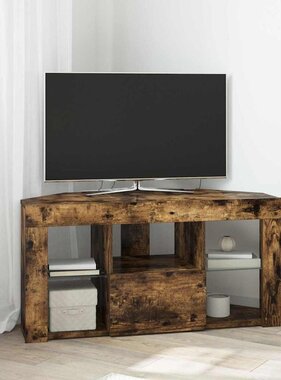 VidaXL Hoek LED TV Kast Gerookt eiken 105 x 40 x 50 cm Bewerkt hout