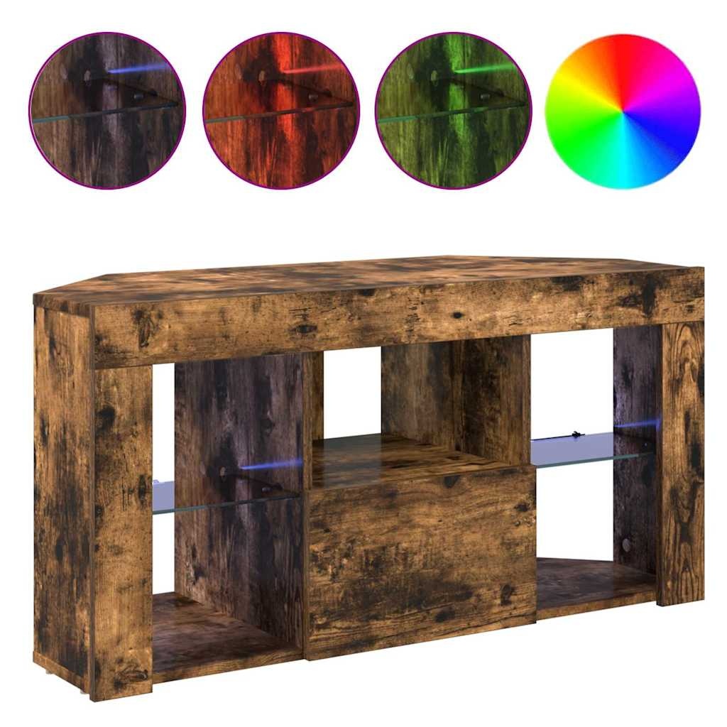 VidaXL Hoek LED TV Kast Gerookt eiken 105 x 40 x 50 cm Bewerkt hout