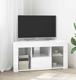 VidaXL Hoek LED TV Kast Hoogglans Wit 104 x 40 x 50 cm Bewerkt hout