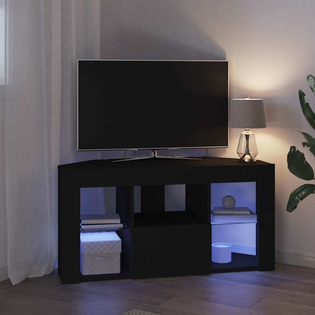VidaXL Hoek LED TV Kast Zwart 101 x 40 x 50 cm Bewerkt hout