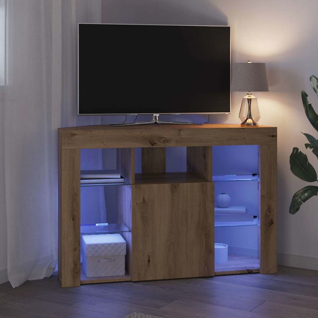 VidaXL Hoek LED TV Kast Artisan Eiken 108 x 40 x 68 cm Bewerkt hout
