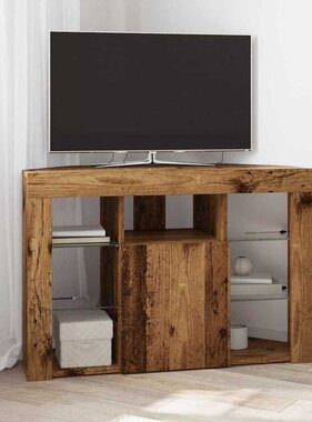 VidaXL Hoek LED TV Kast Oud Hout 107 x 40 x 68 cm Bewerkt hout