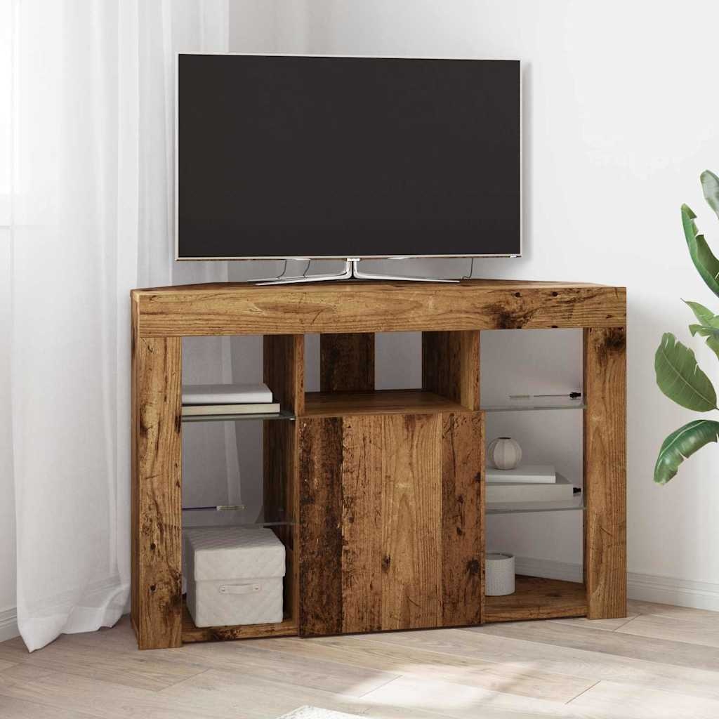 VidaXL Hoek LED TV Kast Oud Hout 107 x 40 x 68 cm Bewerkt hout