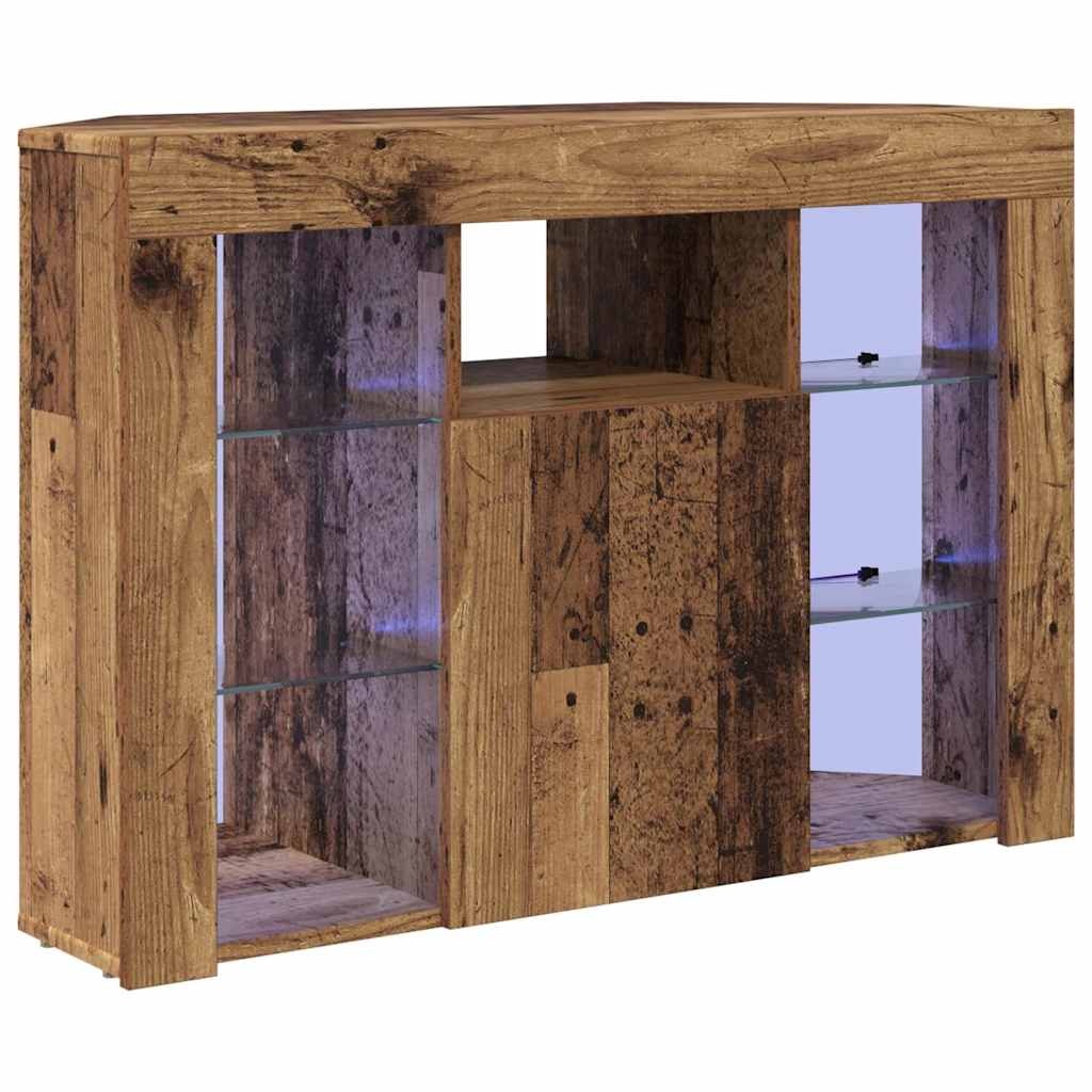 VidaXL Hoek LED TV Kast Oud Hout 107 x 40 x 68 cm Bewerkt hout