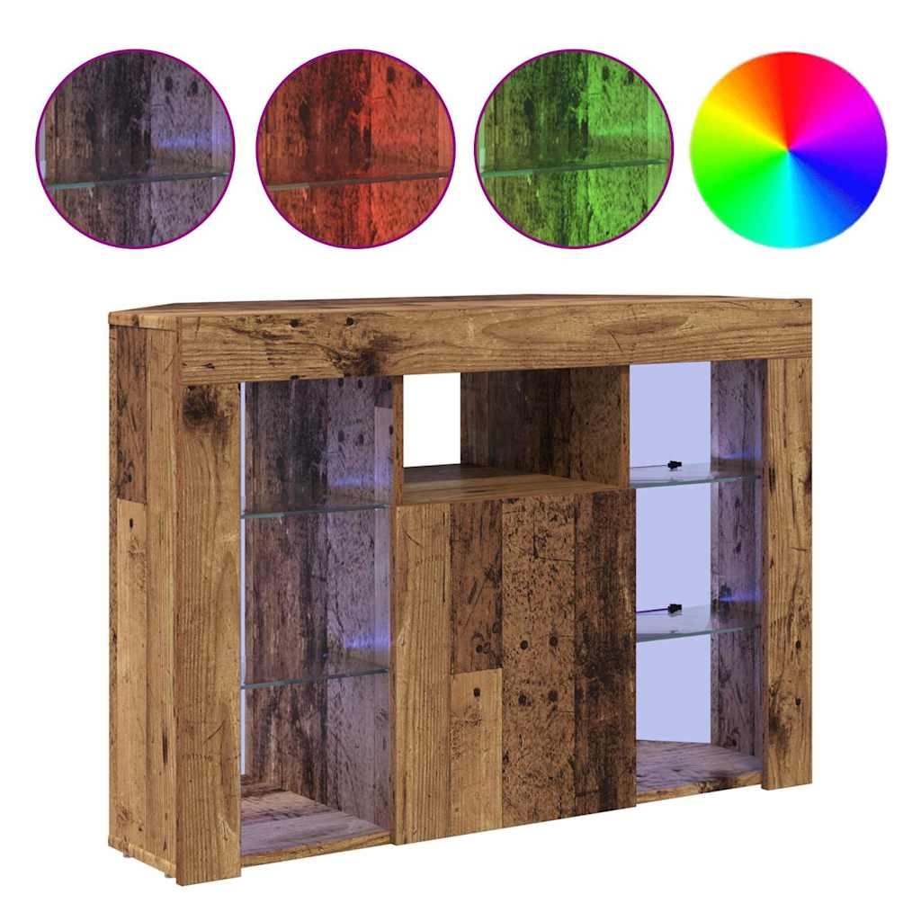 VidaXL Hoek LED TV Kast Oud Hout 107 x 40 x 68 cm Bewerkt hout