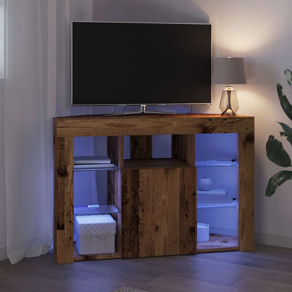 VidaXL Hoek LED TV Kast Oud Hout 107 x 40 x 68 cm Bewerkt hout