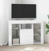 VidaXL Hoek LED TV Kast Hoogglans Wit 104 x 40 x 68 cm Bewerkt hout