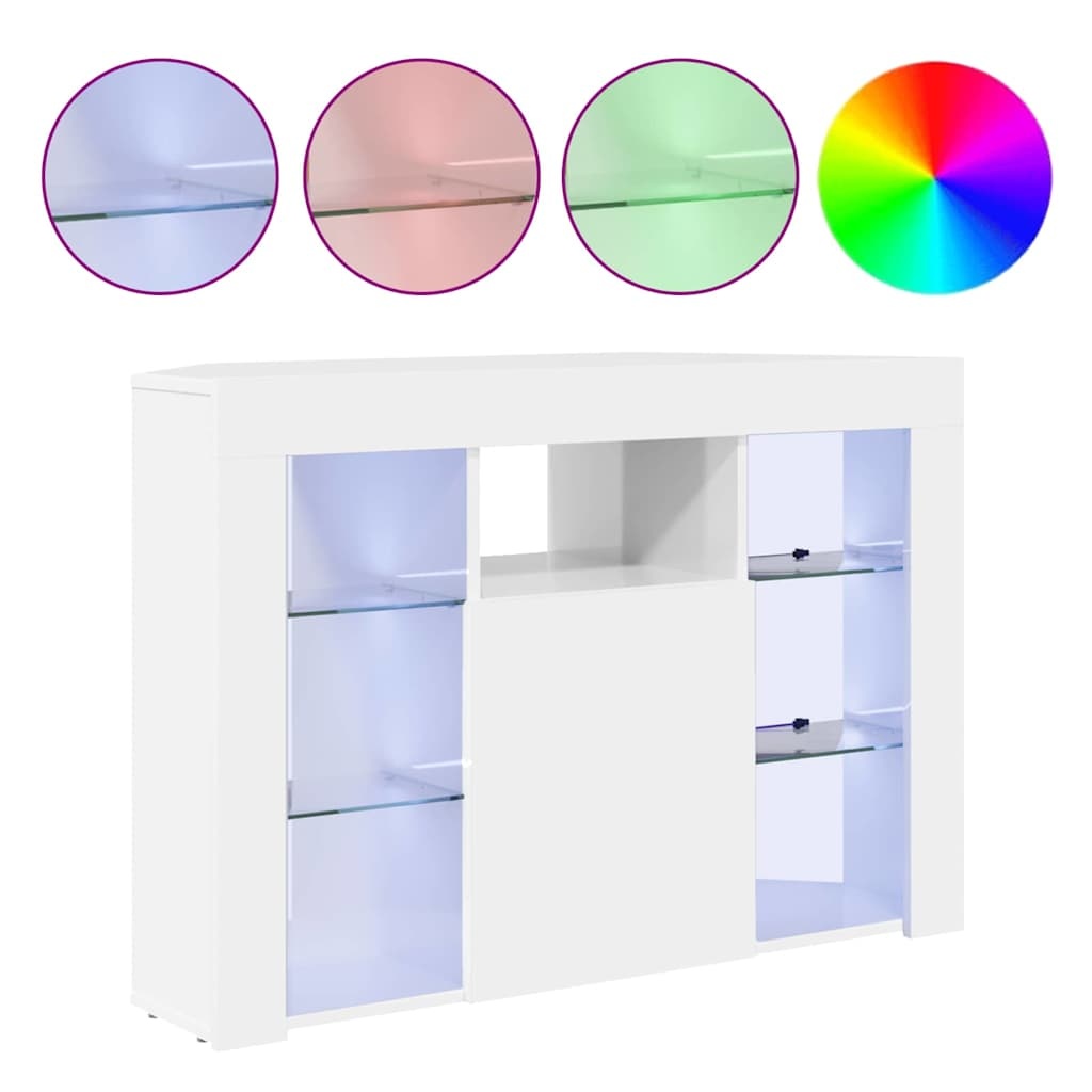 VidaXL Hoek LED TV Kast Hoogglans Wit 104 x 40 x 68 cm Bewerkt hout