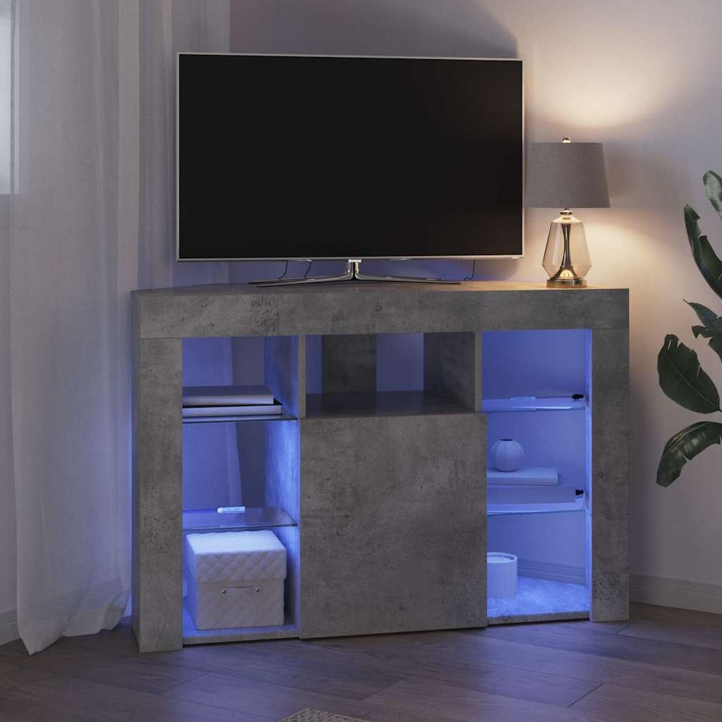 VidaXL Hoek LED TV Kast Beton Grijs 103 x 40 x 68 cm Bewerkt hout