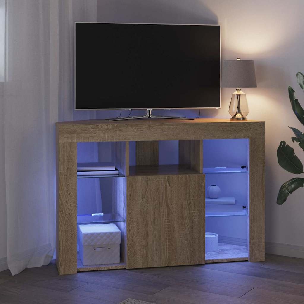 VidaXL Hoek LED TV Kast Sonoma Eiken 102 x 40 x 68 cm Bewerkt hout
