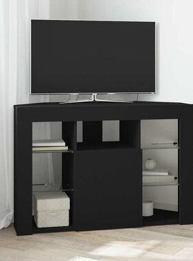 VidaXL Hoek LED TV Kast Zwart 101 x 40 x 68 cm Bewerkt hout