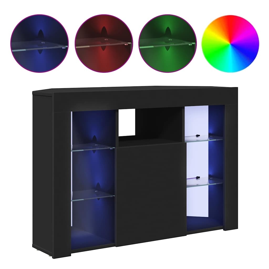 VidaXL Hoek LED TV Kast Zwart 101 x 40 x 68 cm Bewerkt hout