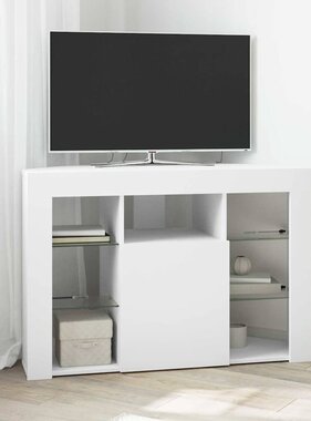 VidaXL Hoek LED TV Kast Wandgemonteerd Wit 100x40x68cm Bewerkt hout