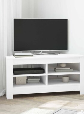 VidaXL HoekTVKast Wit 102 x 40,5 x 45 cm Bewerkt hout