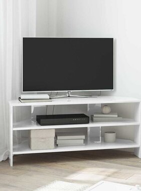 VidaXL HoekTVKast Hoogglans Wit 102x40,5x45cm Bewerkt hout