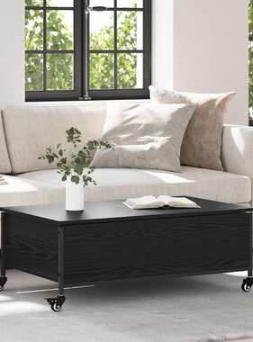 VidaXL Salontafel Zwart Eiken 91 x 55 x 32 cm Bewerkt hout