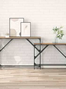 VidaXL Wandtafel 2 pcs Artisan Eiken 100 x 28 x 75 cm Bewerkt hout