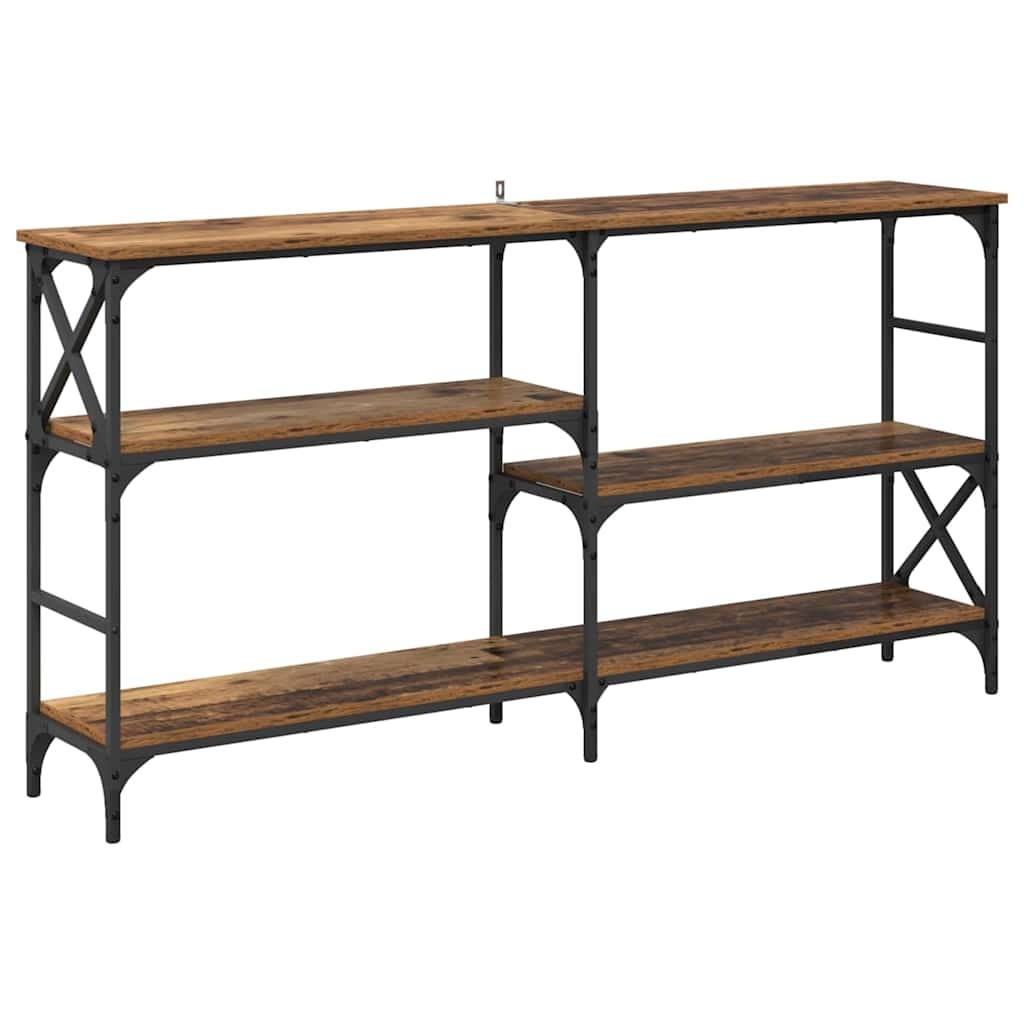 VidaXL Wandtafel met plank Oudhout 150 x 29 x 76,5 cm Bewerkt hout