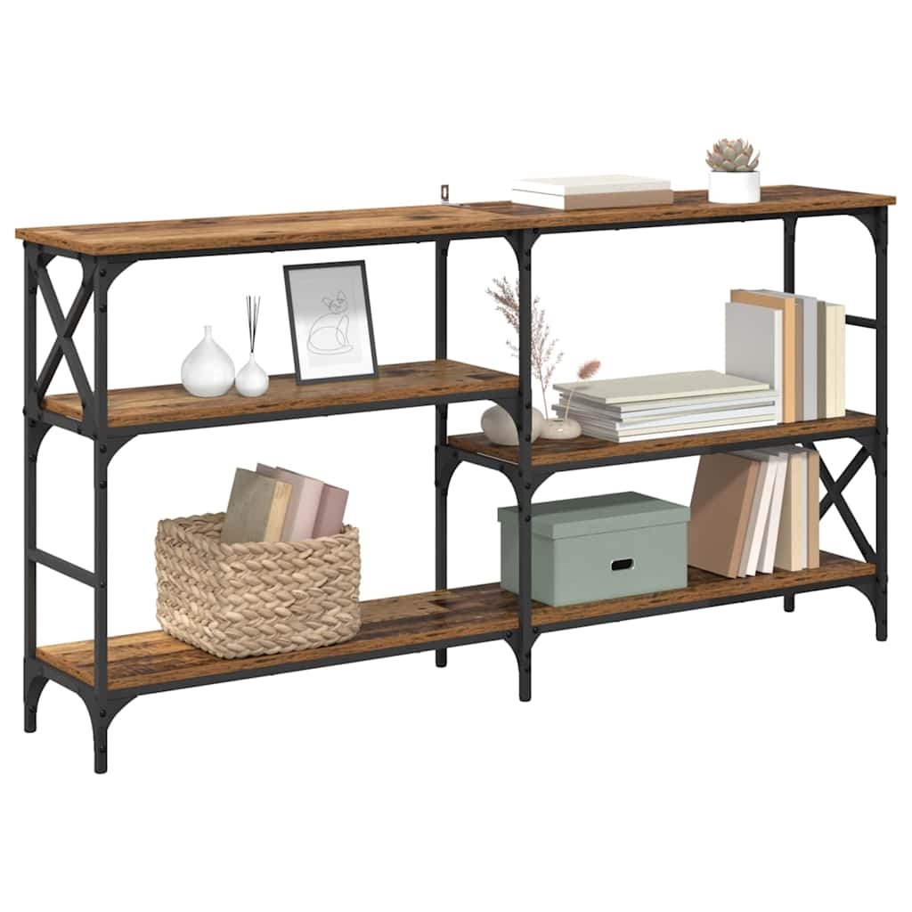 VidaXL Wandtafel met plank Oudhout 150 x 29 x 76,5 cm Bewerkt hout