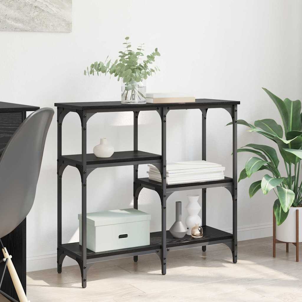 VidaXL met plank met opslag Zwart eiken 80 x 29 x 75 cm Bewerkt hout