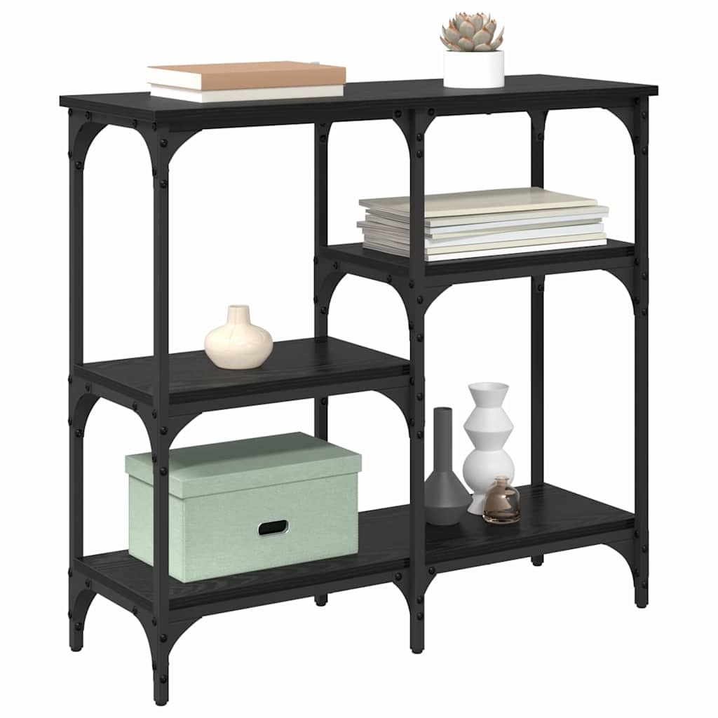 VidaXL met plank met opslag Zwart eiken 80 x 29 x 75 cm Bewerkt hout